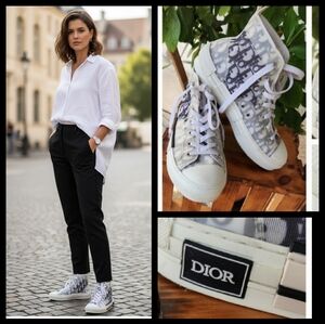 High-Top Sneakers in Gray and White